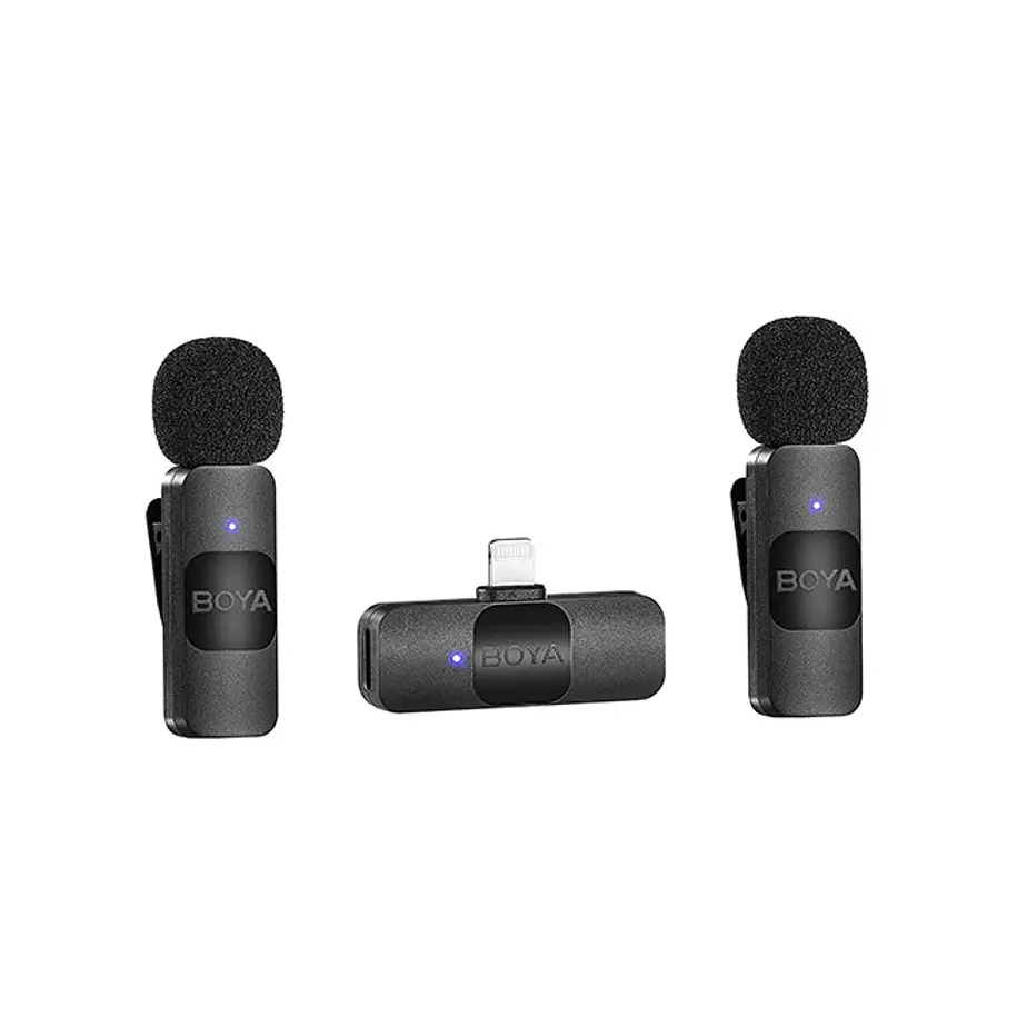 Boya BY-V2 Micrófono Inalámbrico Doble Ultra Compacto y Portable 2.4GHz Conector Lightning 4