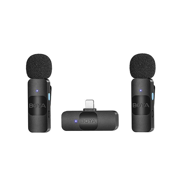 Boya BY-V2 Micrófono Inalámbrico Doble Ultra Compacto y Portable 2.4GHz Conector Lightning 6