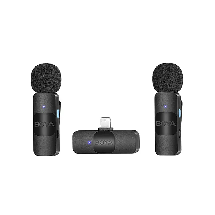 Boya BY-V2 Micrófono Inalámbrico Doble Ultra Compacto y Portable 2.4GHz Conector Lightning 6