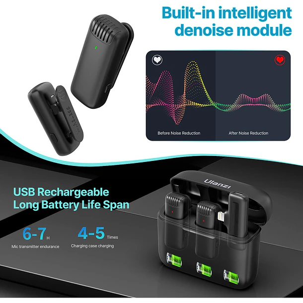 Ulanzi J12 Lightning Micrófono Inalámbrico Doble 3