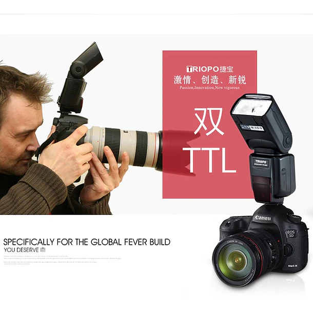 Triopo TR-988 Flash Para Canon y Nikon Alta Velocidad 1/8000 HSS E-TTL I-TTL GN58 8
