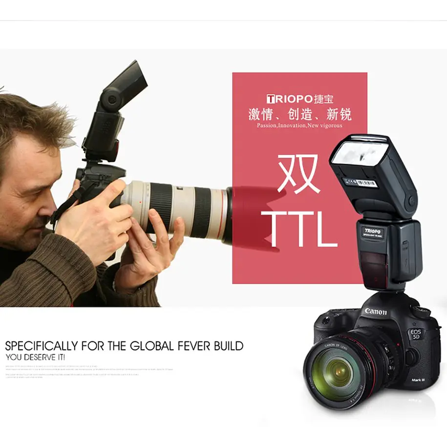 Triopo TR-988 Flash Para Canon y Nikon Alta Velocidad 1/8000 HSS E-TTL I-TTL GN58 8