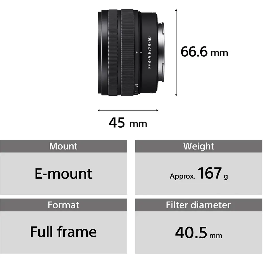 Sony Lente  FE 28-60mm F4-5,6   SEL2860 5