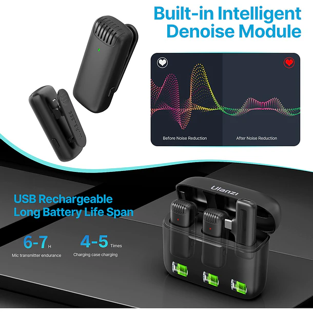 Ulanzi J12 USB-C Micrófono Doble Inalámbrico 3