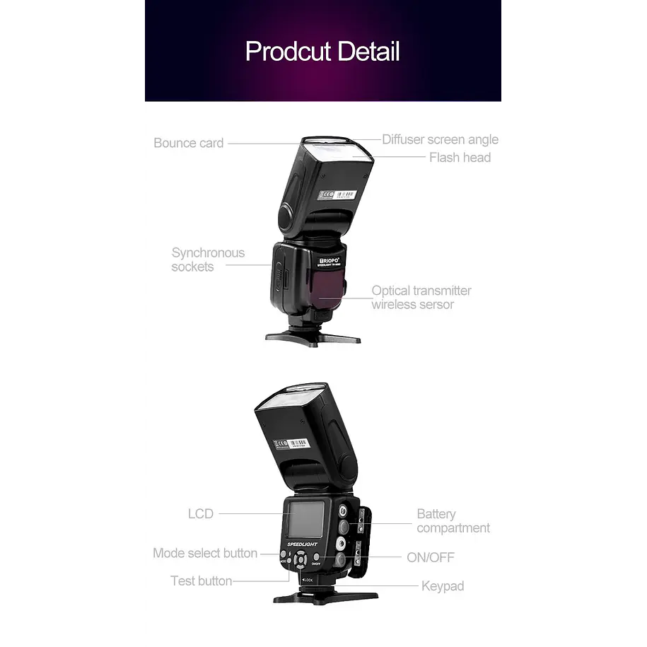 Triopo TR-950 Flash Montura Universal de Contacto Central 9