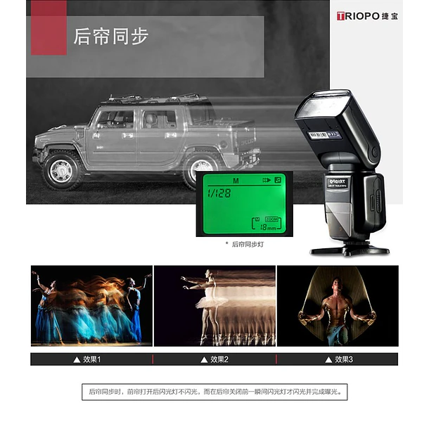 Triopo TR-988 Flash Para Canon y Nikon Alta Velocidad 1/8000 HSS E-TTL I-TTL GN58 15