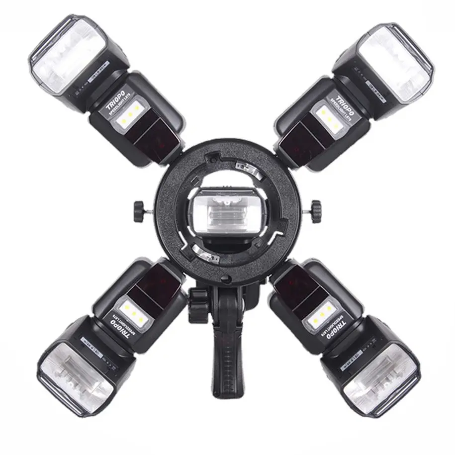 Triopo TR-05 Adaptador con montura Bowens para flash speedlight o de cámara que permite montar hasta 5 flash al mismo tiempo. 6