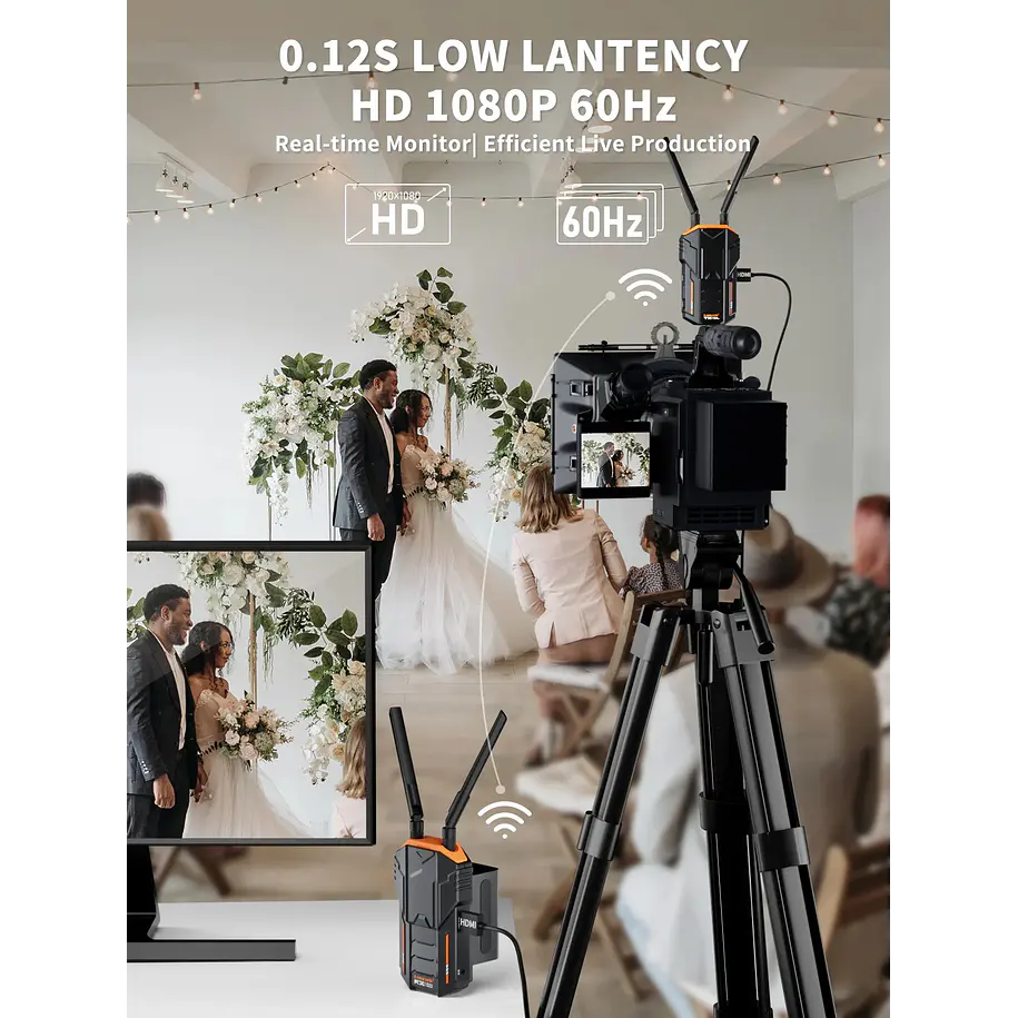 Lemorele R100 PLUS Kit Receptor y  Transmisor Video Inalámbrico 200 Metros Con Baterías 4