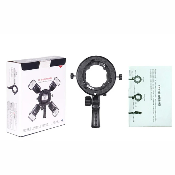 Triopo TR-05 Adaptador con montura Bowens para flash speedlight o de cámara que permite montar hasta 5 flash al mismo tiempo. 11