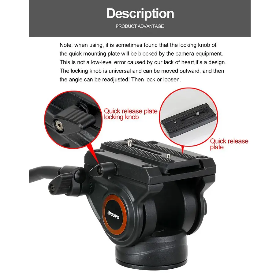 Triopo  DV965S+HY-550 Trípode Para Video Fibra de Carbono 5