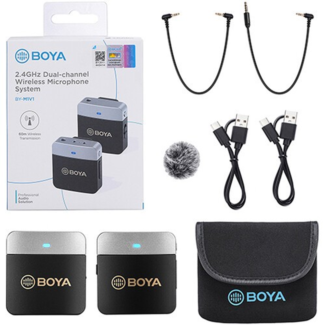 Boya BY-M1V1 Micrófono TRS y TRRS Inalámbrico 60 metros Conector 3.5mm 2