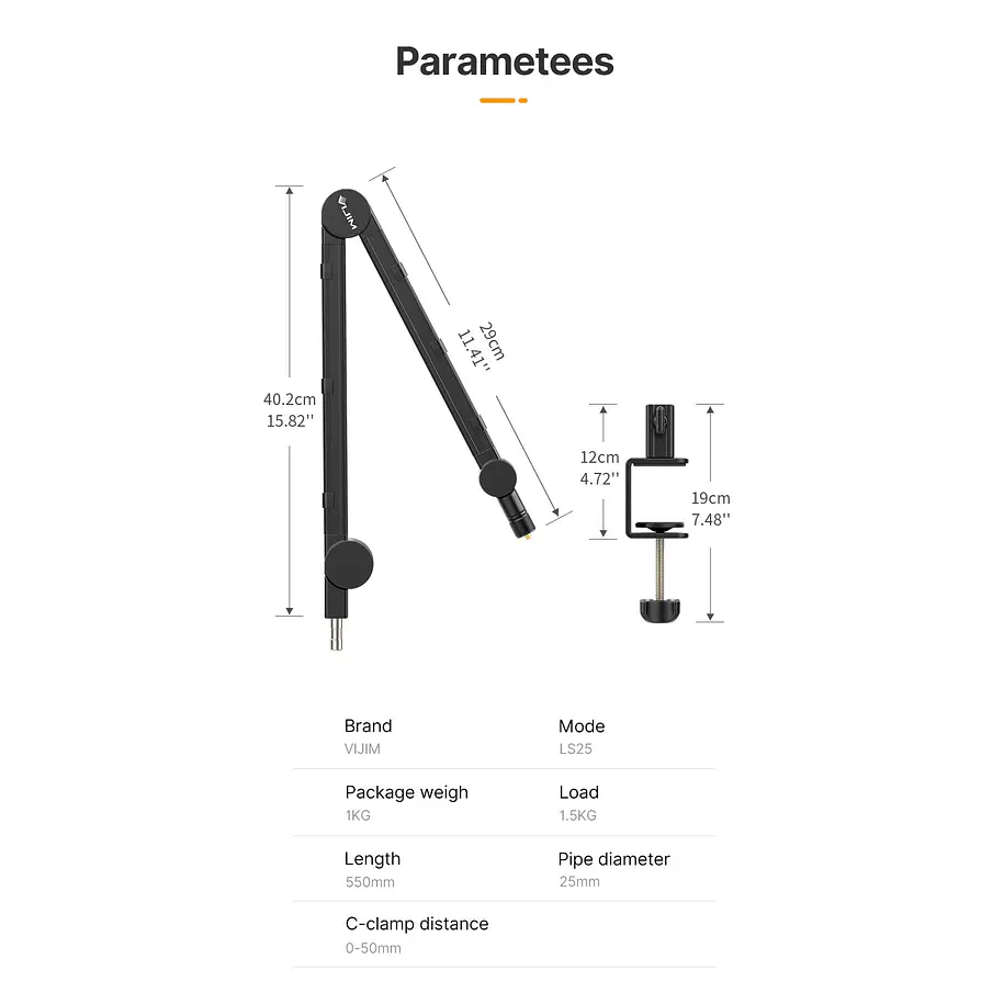 Vijim LS25 Brazo Multifuncional Para Cámaras o Accesorios 21