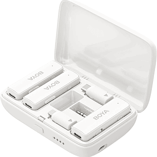 BOYALINK  White Sistema de micrófono inalámbrico doble con diseño todo-en-uno