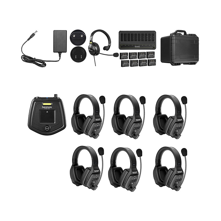 Saramonic Sistema Intercomunicador Full-Duplex Para 7 Usuarios, Audífonos Duales 1