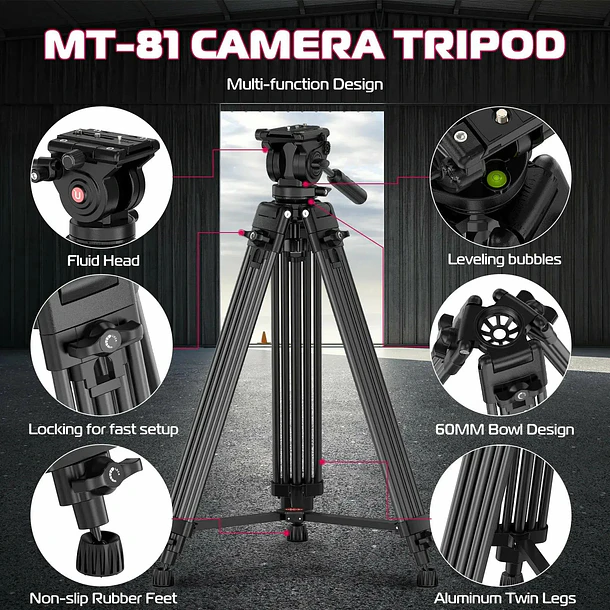 Ulanzi MT-81 Trípode de Video Con Equilibrio de Cabezal 3
