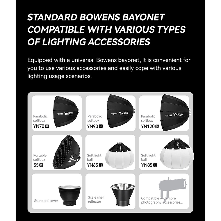 Yongnuo Maleta Led LUX100 RGB Montura Bowens 17