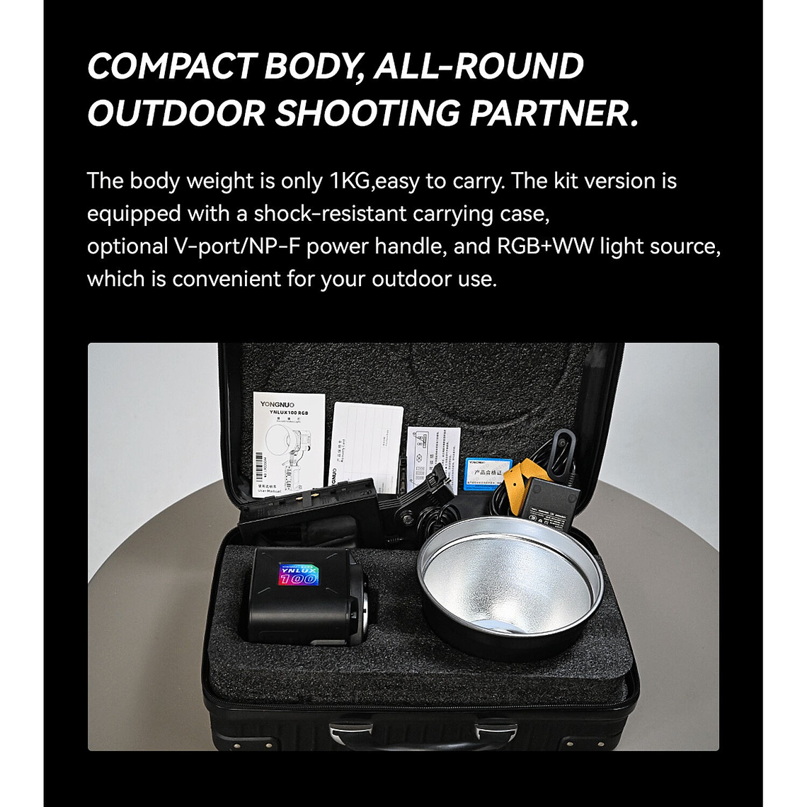 Yongnuo Maleta Led LUX100 RGB Montura Bowens 18