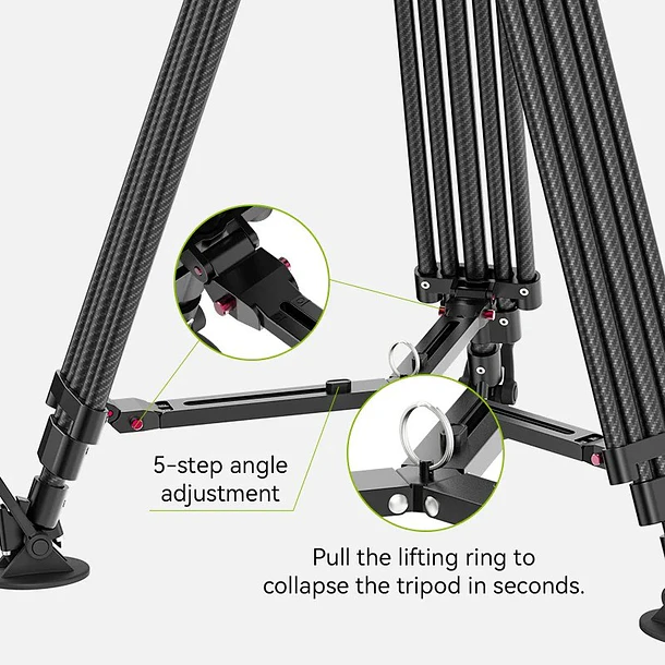 Ulanzi Video Fast de Fibra de Carbono Trípode Profesional Avanzado Para Video y Cine T046 10