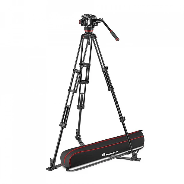 Manfrotto Kit Video : Cabezal 504hdx + Trípode Alu Twin Ground Spreader O Middle Spreader 1