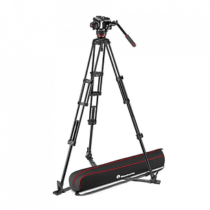Manfrotto Kit Video : Cabezal 504hdx + Trípode Alu Twin Ground Spreader O Middle Spreader