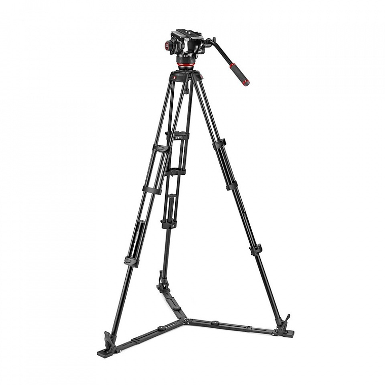 Manfrotto Kit Video : Cabezal 504hdx + Trípode Alu Twin Ground Spreader O Middle Spreader 3