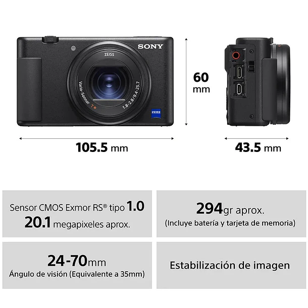 Sony Cámara ZV-1 para videoblogs  - ZV-1/BC UC2 6