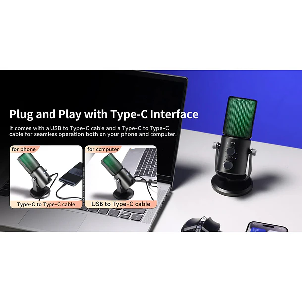 Ulanzi Micrófono Condensador Con Control de Tono Conector USB  3335 18