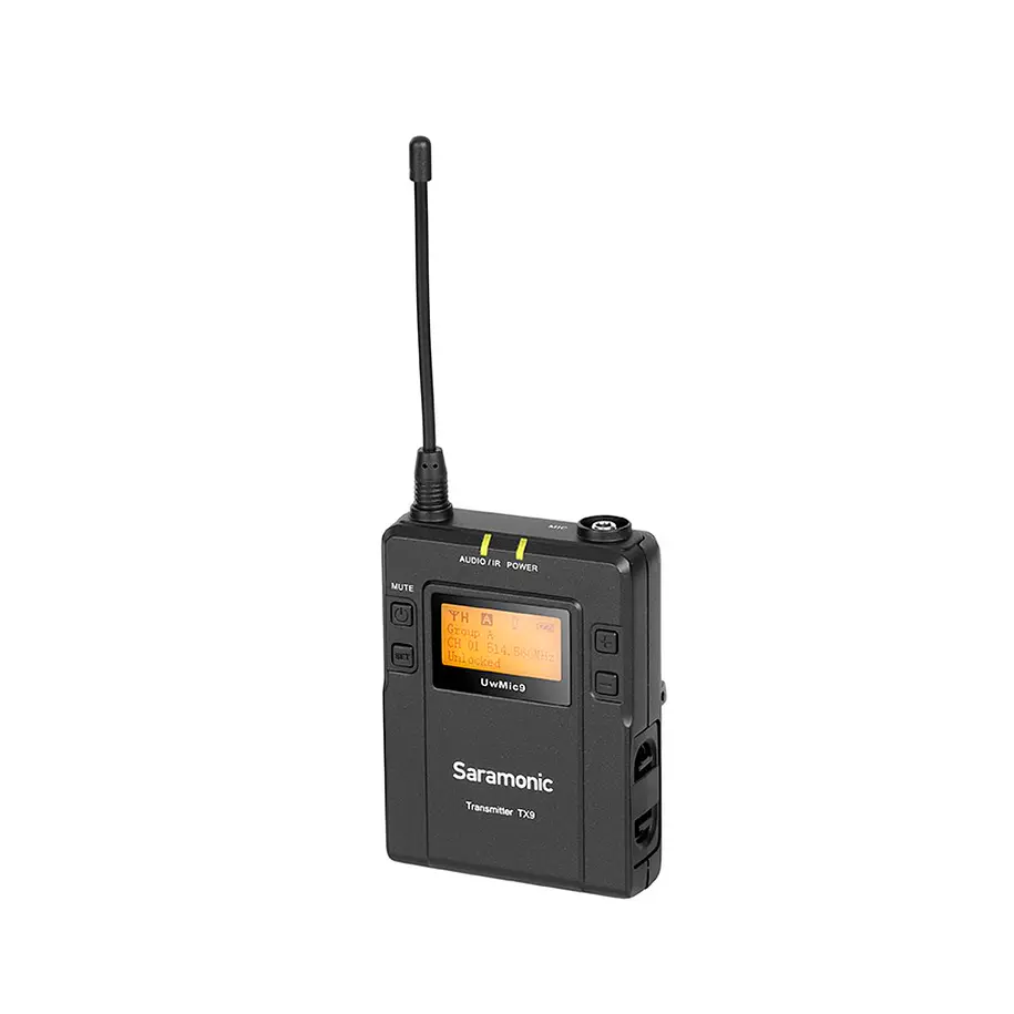 Saramonic UwMic9 TX9 Transmisor de cuerpo inalámbrico digital UHF Saramonic TX9 de 96 canales con micrófono de solapa 3
