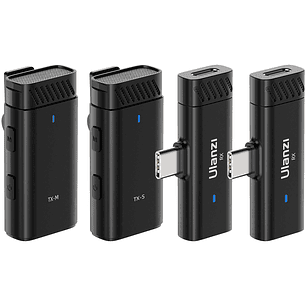 Ulanzi HM2301 Sistema de Dos Micrófonos Que Transmiten Simultáneamente a Dos Teléfonos A005