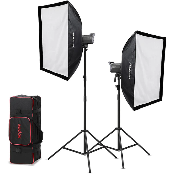 Godox LA150D-K2 Set de 2 Luces Litemons LA150D Daylight Con Trípodes y Softboxes 9
