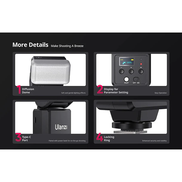 Ulanzi Flash F32 Con Contacto Central Con Batería Recargable L060GBB1 13