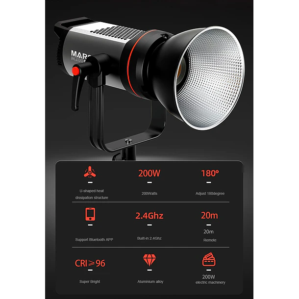 Triopo M-200BI Mars Cañón Led 200w Bicolor (6500K-2700K) 7