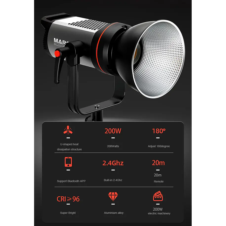 Triopo M-200BI Mars Cañón Led 200w Bicolor (6500K-2700K) 7
