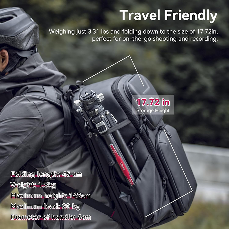 Ulanzi TT09 Videogo Trípode Fibra de Carbono Para Video Con Montura Arca-Swiss 7