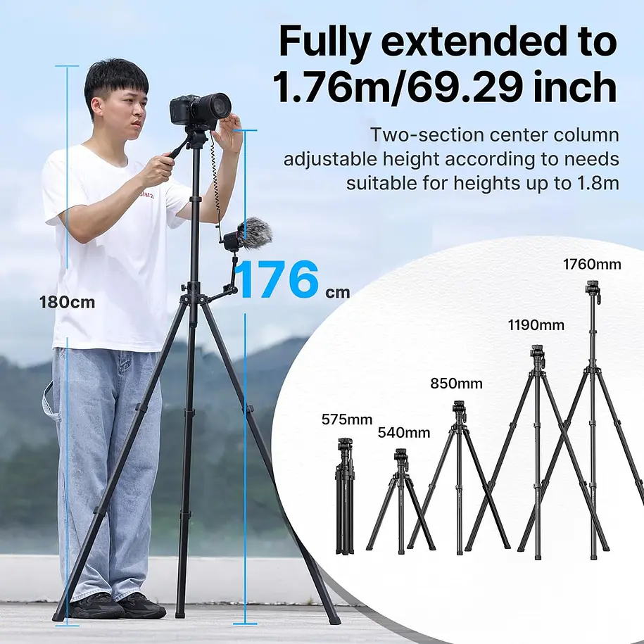 Ulanzi MT-65 Trípode Video Horizontal y Vertical, Galleta Tipo Arca y Control Remoto 10