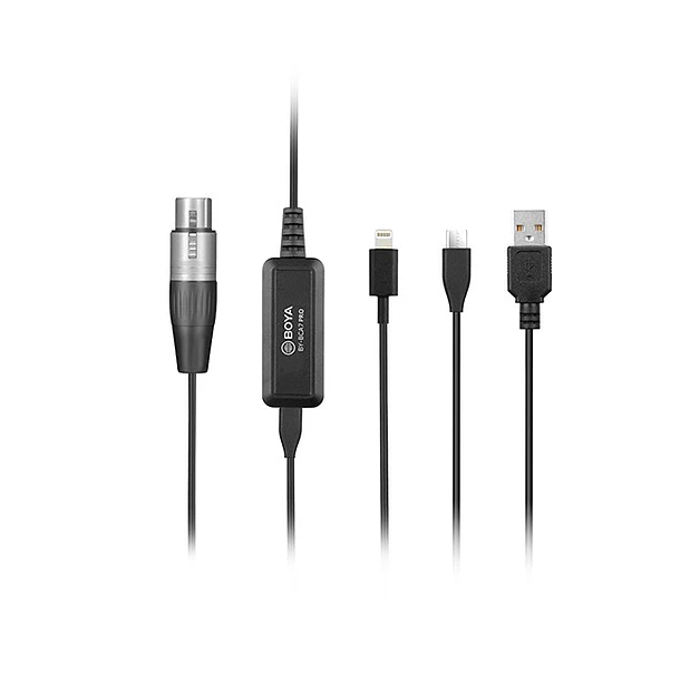 Boya BY-BCA7 PRO Cable Con Preamplificador XLR a Usb / Usb C / Lightning 1