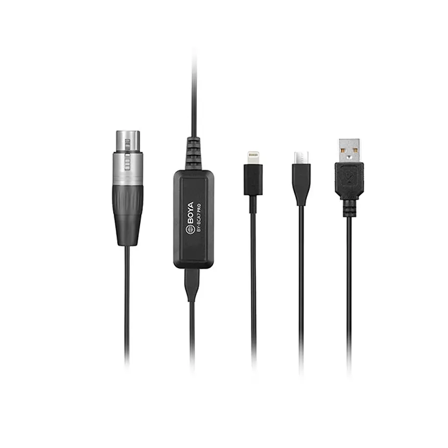 Boya BY-BCA7 PRO Cable Con Preamplificador XLR a Usb / Usb C / Lightning 1