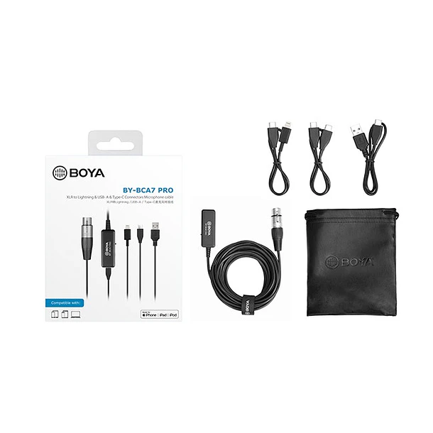 Boya BY-BCA7 PRO Cable Con Preamplificador XLR a Usb / Usb C / Lightning 6