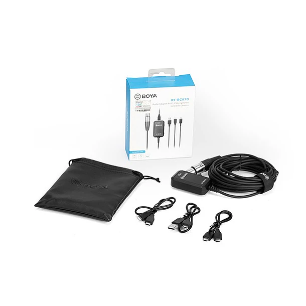 Boya BY-BCA70 Adaptador de Audio con Phantom Power XLR a Lightning, Usb y Usb-c de 6 Metros 3