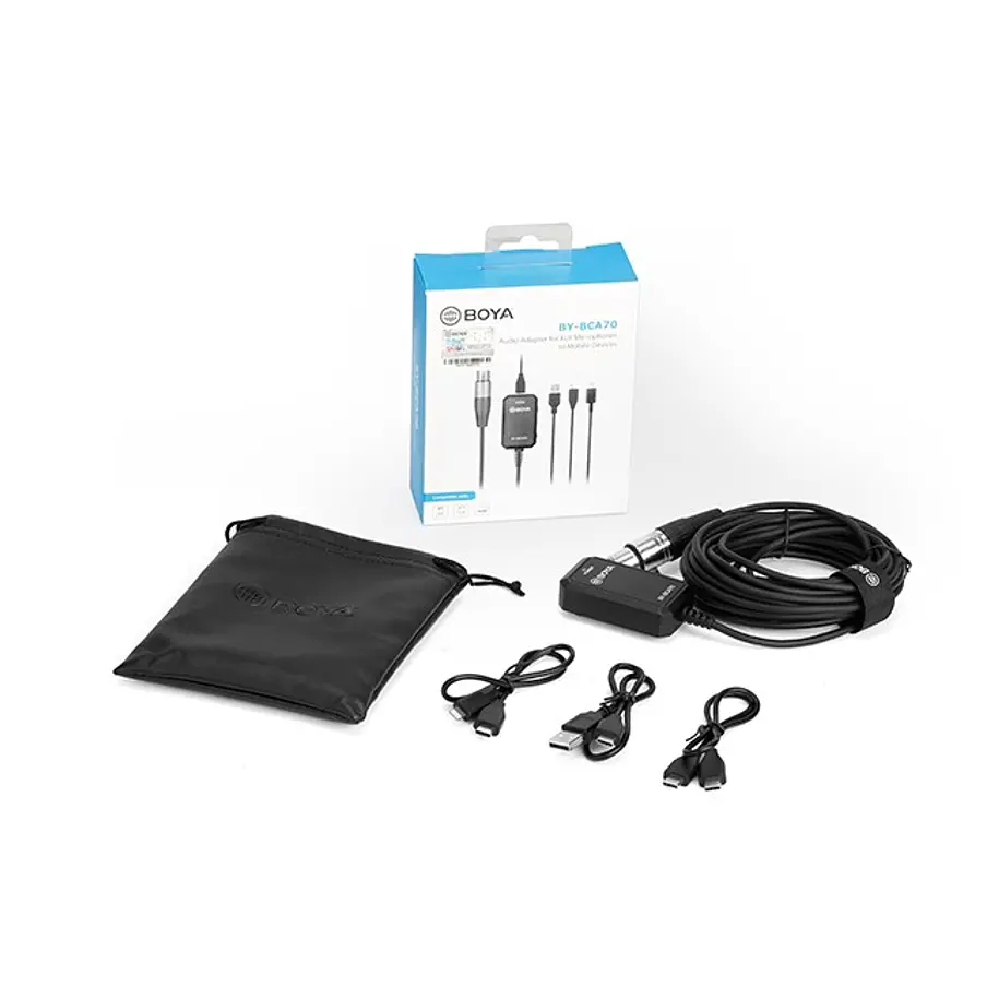 Boya BY-BCA70 Adaptador de Audio con Phantom Power XLR a Lightning, Usb y Usb-c de 6 Metros 3