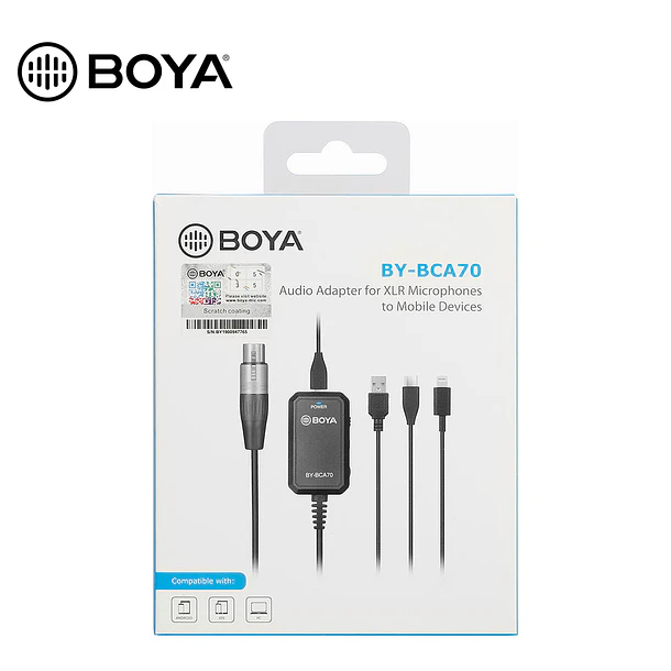Boya BY-BCA70 Adaptador de Audio con Phantom Power XLR a Lightning, Usb y Usb-c de 6 Metros 5