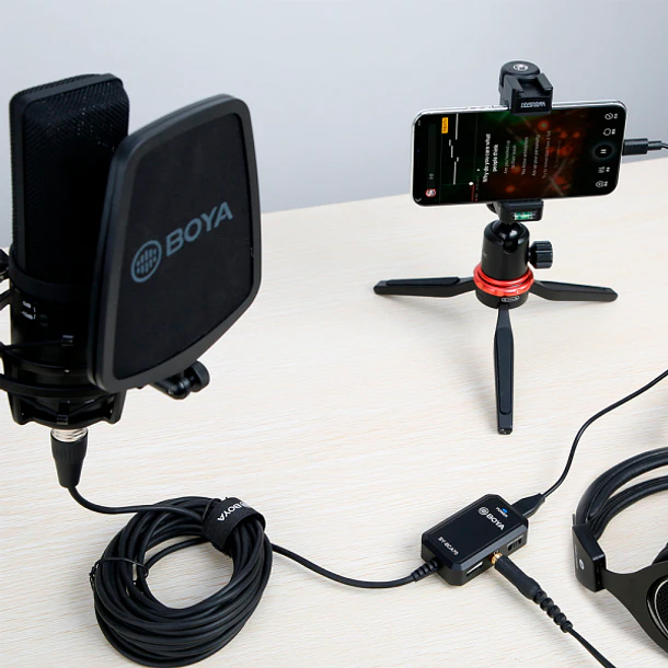 Boya BY-BCA70 Adaptador de Audio con Phantom Power XLR a Lightning, Usb y Usb-c de 6 Metros 6