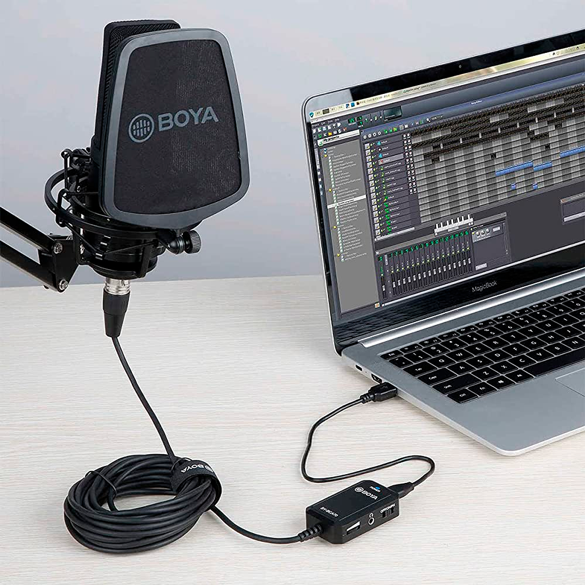 Boya BY-BCA70 Adaptador de Audio con Phantom Power XLR a Lightning, Usb y Usb-c de 6 Metros 7