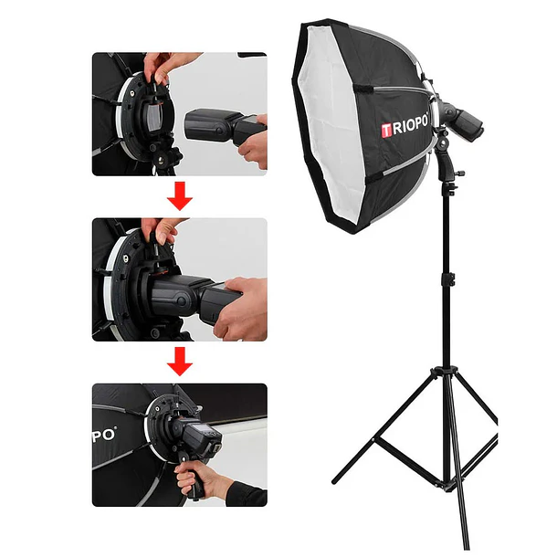 Triopo KS2-55 Softbox Octogonal Para Speedlight Con Empuñadura 55cm 8