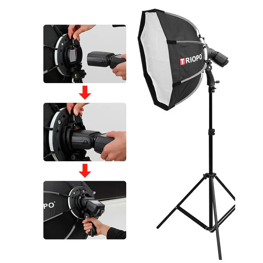 Triopo KS2-55 Softbox Octogonal Para Speedlight Con Empuñadura 55cm 8