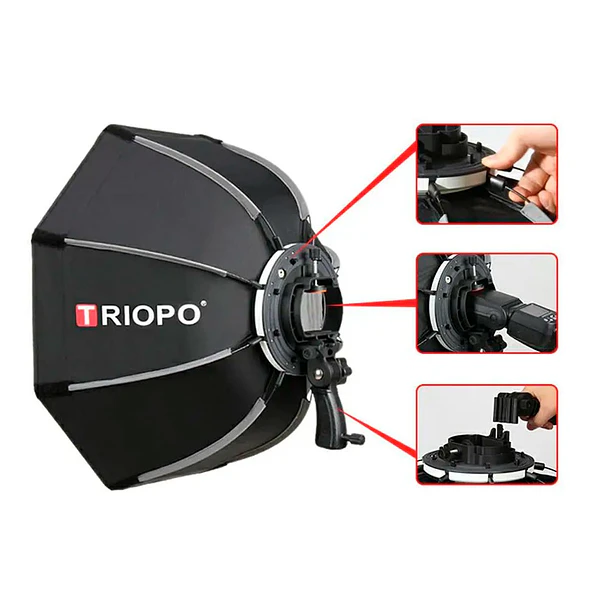 Triopo KS2-55 Softbox Octogonal Para Speedlight Con Empuñadura 55cm 13