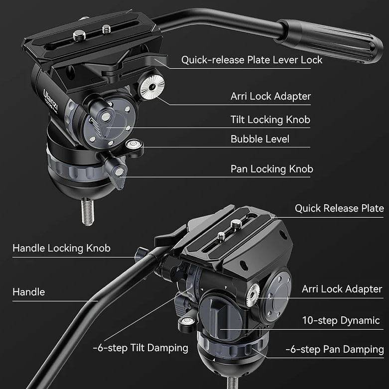 Ulanzi Video Fast Trípode Profesional Rápido Con Cabezal Video Fluidez Ajustable 3