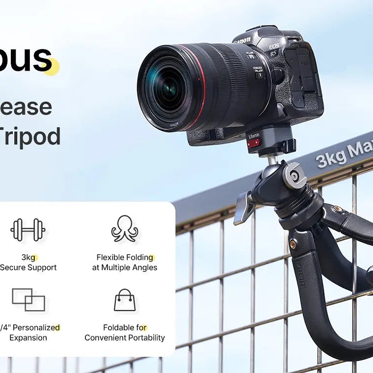 Ulanzi MT-68 CLAW T061CNB1 Trípode Flexible Galleta Desmontable 15