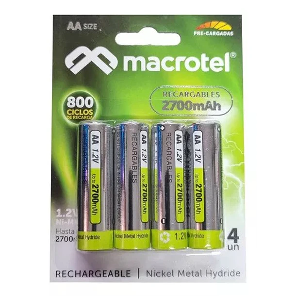 Macrotel Pilas AA Recargables 2700mAh 1