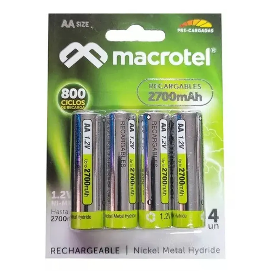 Macrotel Pilas AA Recargables 2700mAh 1